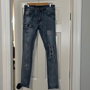 M Society‎ Women’s Politically Incorrect Distressed Embellished Jeans Sz 32x32